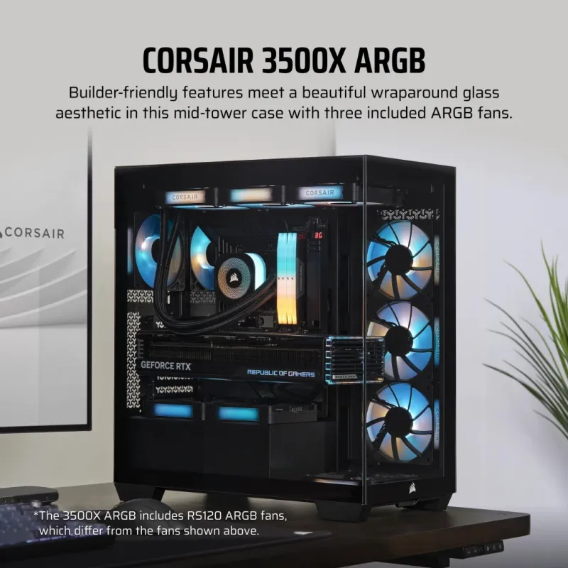 CORSAIR 3500X ARGB EATX 中塔機箱 強化玻璃 - 黑色