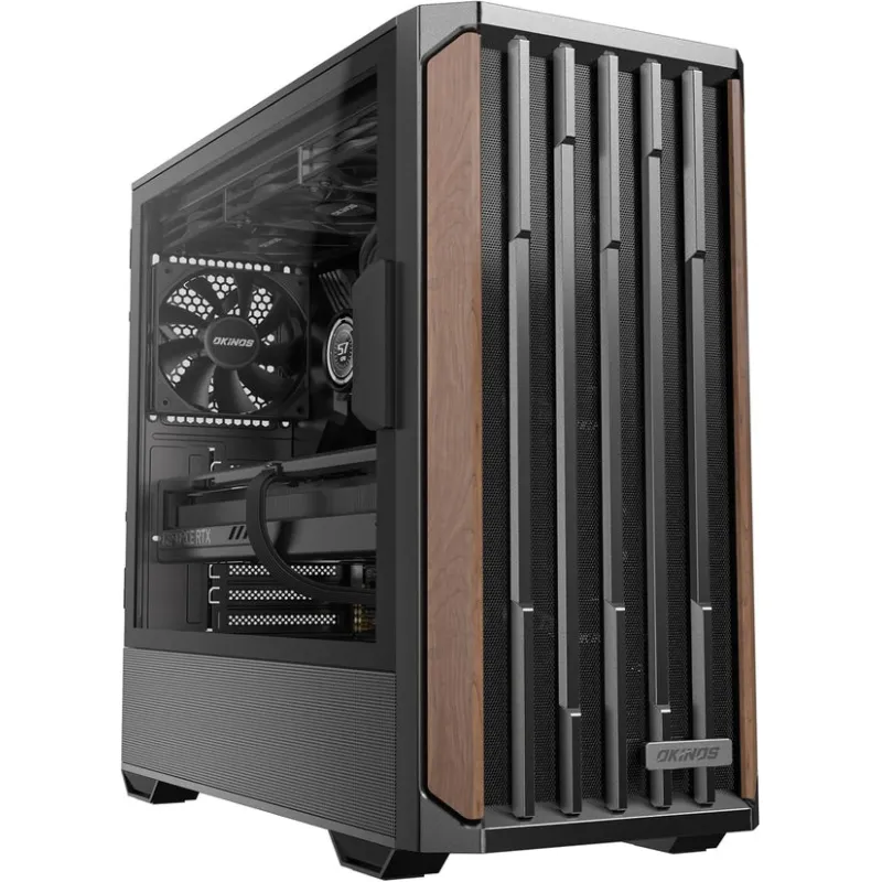 (附4把風扇) Okinos Cypress 7 ATX Case 機箱 胡桃木