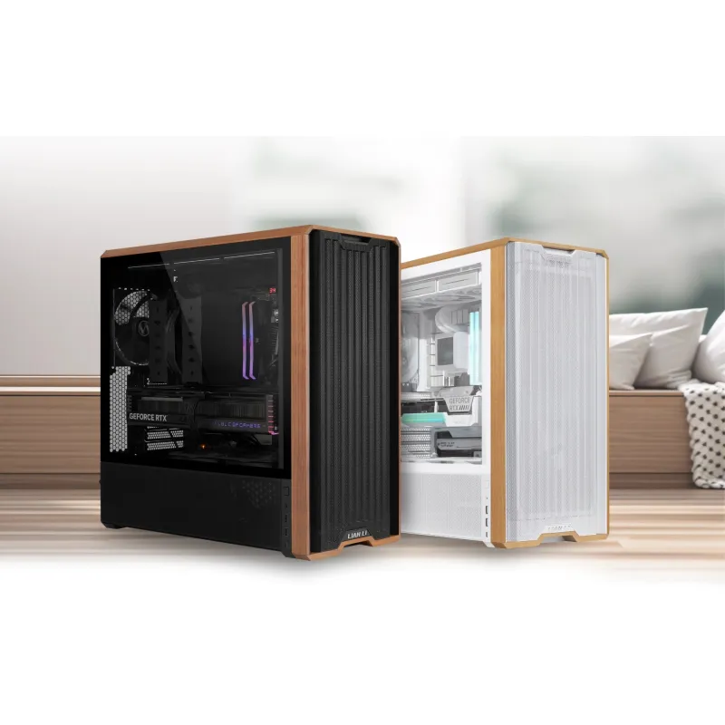 Lian Li 聯力 LANCOOL 217 WOODEN M-ATX Mid Tower 機箱 (黑/白) - 黑色