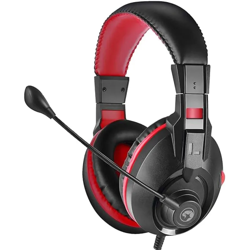 Marvo Scorpion H8321S 遊戲耳機,立體聲,靈活的全向麥克風,40 公釐音頻驅動器,入耳式音量控制,3.5 公釐連接,黑色