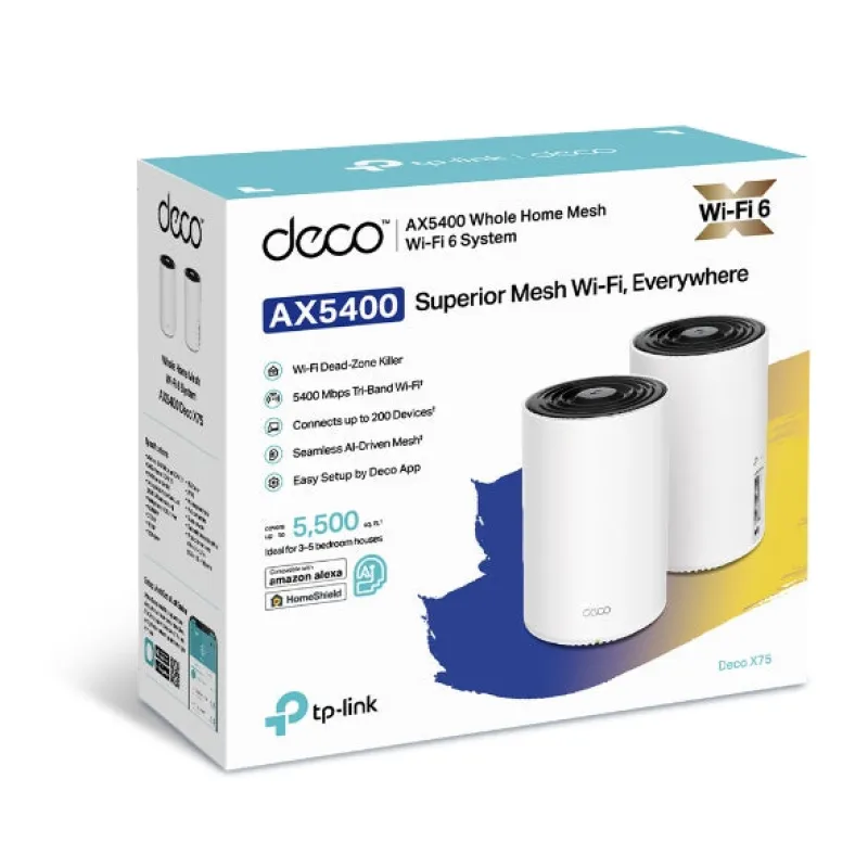 TP-Link Deco X75 AX5400 完整家庭 Mesh WiFi 6 系統 - 2件裝