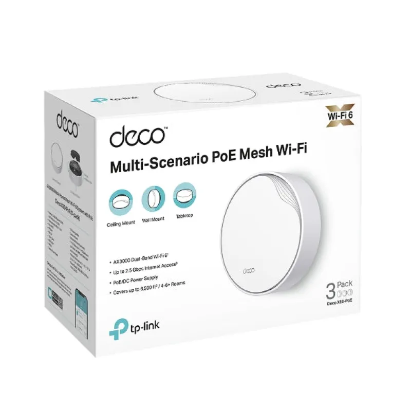 TP-Link Deco X50-PoE AX3000完整家庭PoE Mesh WiFi 6系統 - 2件裝