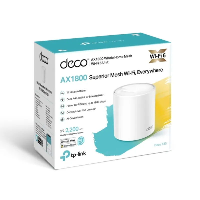 TP-Link Deco X20 AX1800 完整家庭Mesh Wi-Fi 6系統 - 1件裝