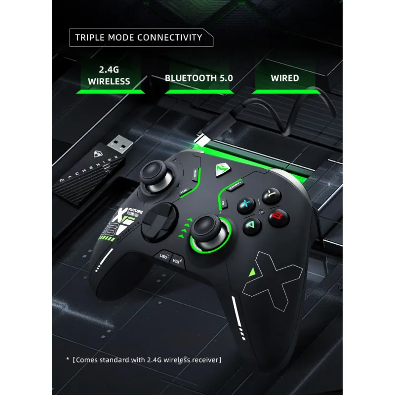 Machenike G6 Tri-Mode 三模遊戲 無線控制器 (2.4Ghz/Bluetooth/有線) - 黑色