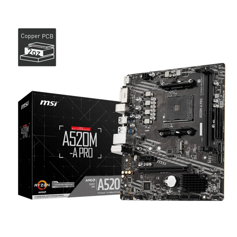 MSI 微星A520M A-PRO MATX 白色主機板 (DDR4)