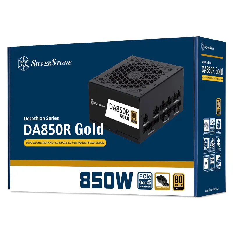 【八週年大激減】SilverStone DA850R Gold 850W 80 PLUS 全模組 主機電源 (黑/白) - 白色