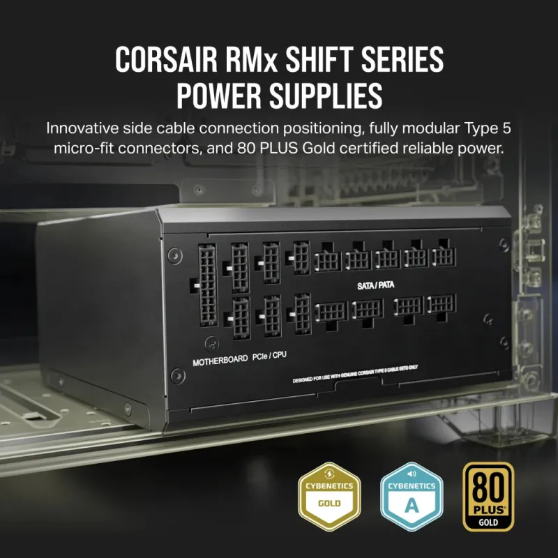 Corsair RM1200X Shift 1200W 80Plus Gold Fully Modular ATX3.1 金牌 全模組 主機電源 (10年保用) 黑/白 - 黑色