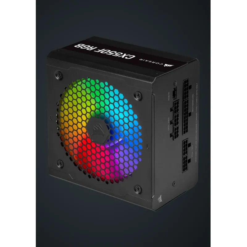Corsair CX550F RGB 550W 80Plus Bronze Fully Modular 銅牌 全模組 主機電源 (5年保) 黑/白 - 黑色