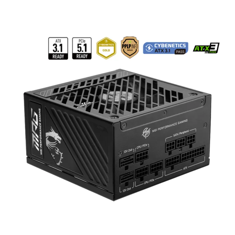 MSI MPG A1000GS PCIE5 1000W 80Plus Gold 金牌 全模組 主機電源 (10年保)