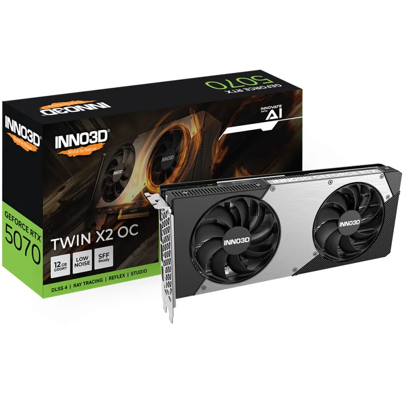 INNO3D GeForce RTX 5070 Twin X2 OC 顯示卡 12GB GDDR7 黑/白 - 黑色