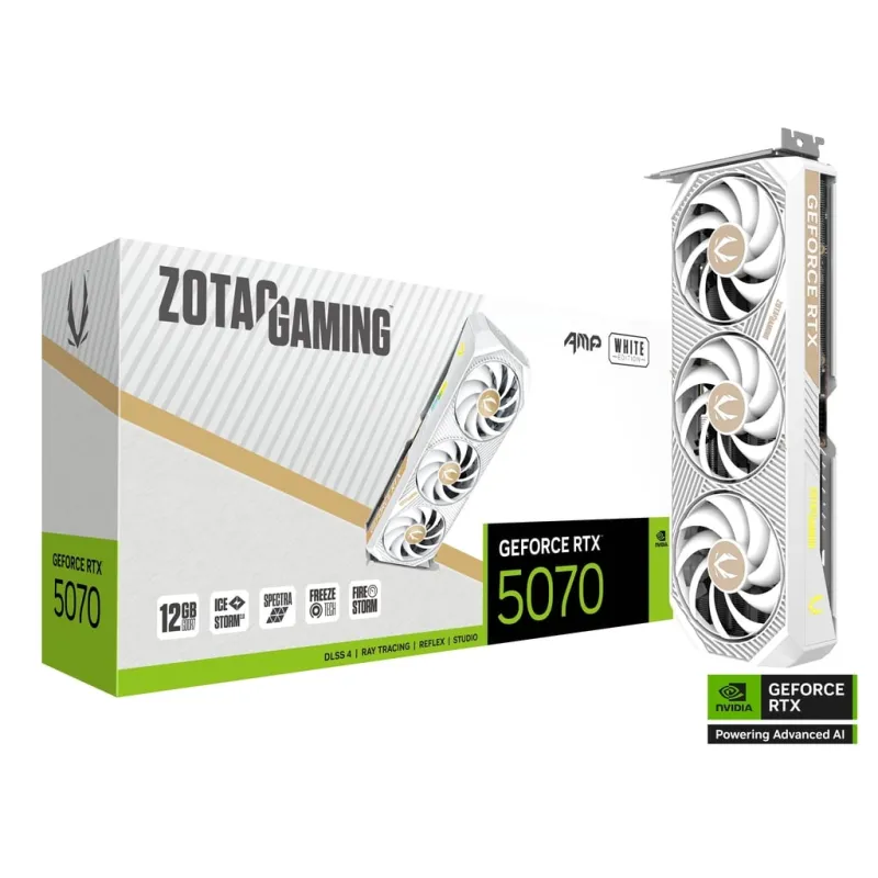 ZOTAC GAMING GeForce RTX 5070 AMP 12GB 白色顯示卡