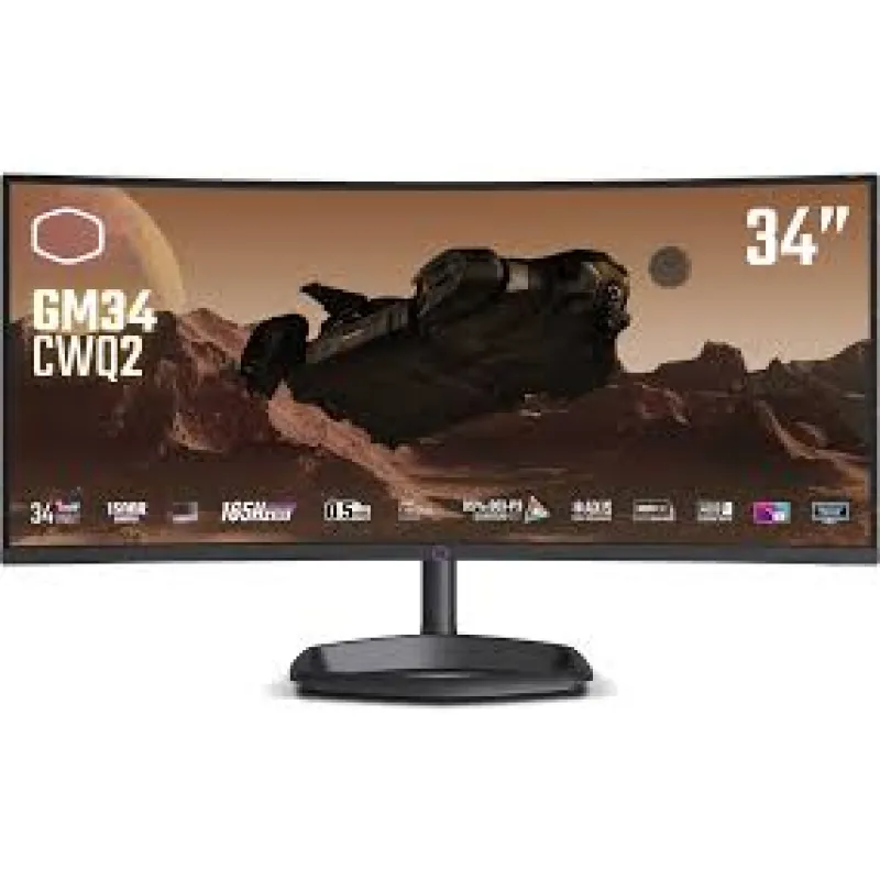【Quantum Dot 量子點】 Cooler Master GM34-CWQ2 電競顯示器 (34吋 / UWQHD [3440 x 1440] / 180Hz / 0.5ms / 10 bits VA / 1500R / HDR / FreeSync Premium / Type-C 65W / 內置喇叭 5W * 2)