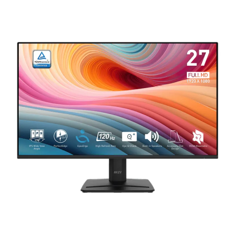 MSI 微星 PRO MP275W E2 MONITOR 專業顯示器 27" FHD 120Hz IPS 内置喇叭 - 1920 x 1080 黑/白 - 黑色