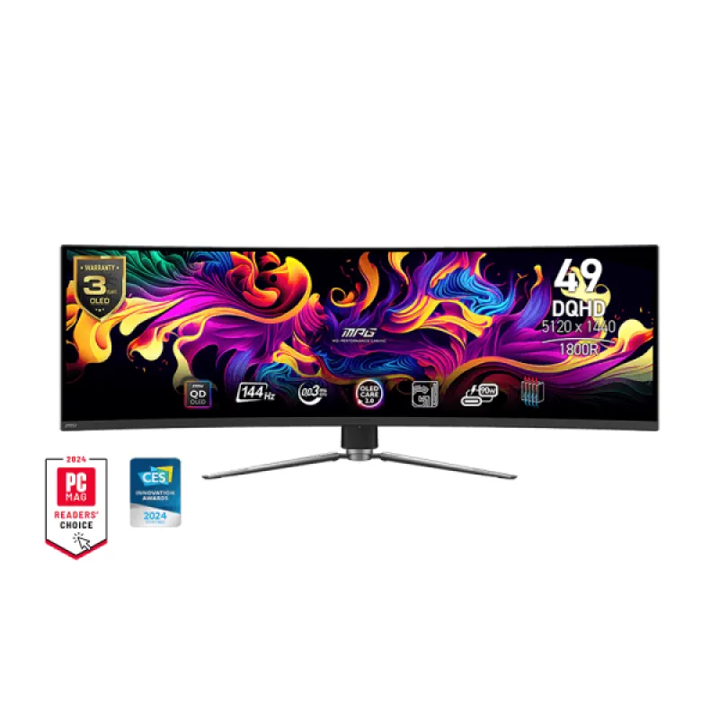 MSI 微星 MPG MPG491CQPX QD-OLED MONITOR 曲面電競顯示器 49" DQHD 240Hz OLED Curved 1800R - 5120x1440