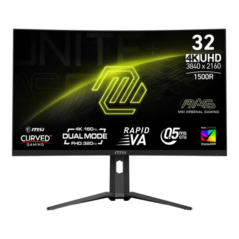 MSI 微星 MAG 321CUPDF 曲面雙模式電競顯示器 (32吋 / UHD [3840 x 2160] 160Hz & FHD [1920 x 1080] 320Hz / 0.5ms (GtG) RAPID VA / 10 bits / Curved 1500R / Adaptive-Sync / DisplayHDR True Black 400 / Type-C 15W / HDMI 2.1)