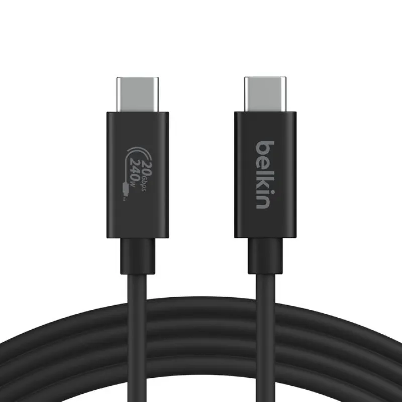 Belkin Boost Charge USB-C 至 USB-C 240W 20Gbps USB4 4K 60Hz 防火充電傳輸線 - 黑色 / 1M