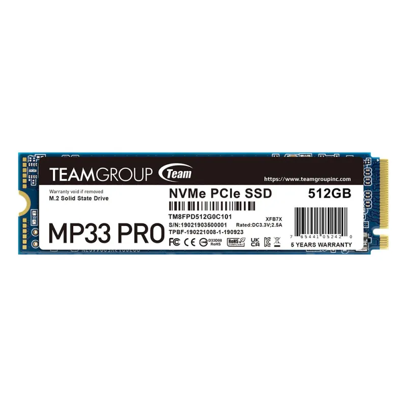 TEAMGROUP MP33 PRO M.2 PCIe NVMe Gen3x4 SSD - 512GB