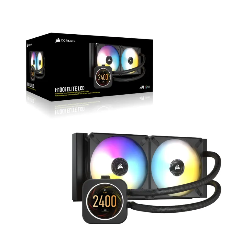 CORSAIR iCUE H100i ELITE LCD Display Liquid CPU Cooler 240mm 水冷散熱器