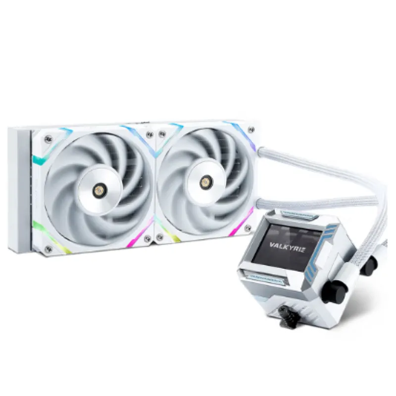VALKYRIE E240 240mm LCD Display RGB Liquid CPU Cooler (White)