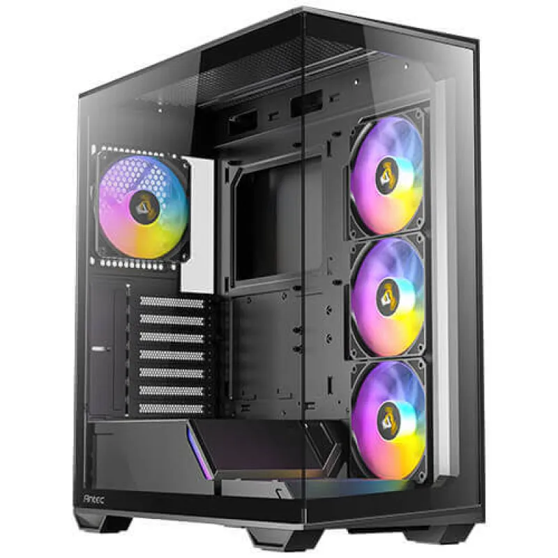 (內附4隻風扇) 【八週年大激減】Antec C3 ARGB CASE ATX機箱 全景無立柱 (黑/白) - 黑色
