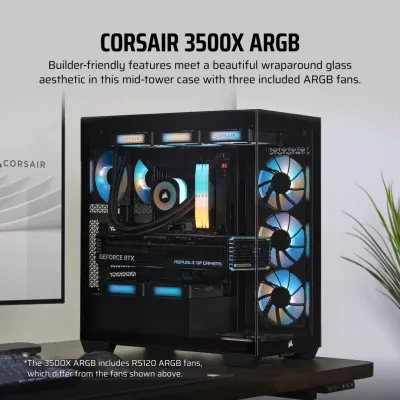 CORSAIR 3500X ARGB EATX 中塔機箱 強化玻璃 - 黑色
