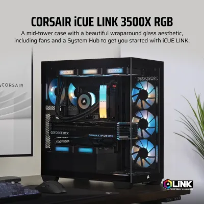 CORSAIR iCUE LINK 3500X RGB EATX 中塔機箱 強化玻璃 - 黑色
