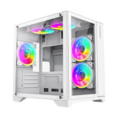 [附送三把風扇] GAMEMAX Infinity Mini Black/White MATX機箱 (黑/白) - 白色