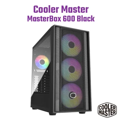 (內附4把ARGB風扇) Cooler Master MasterBox 600 ATX 機箱 黑 / 白 RGB MB600 - 黑色