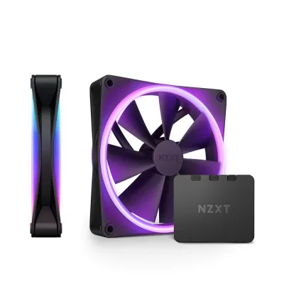 NZXT F140 RGB DUO 140mm 風扇 - Black 黑色/白色 (Twin Pack 兩件裝) - 黑色