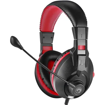 Marvo Scorpion H8321S 遊戲耳機,立體聲,靈活的全向麥克風,40 公釐音頻驅動器,入耳式音量控制,3.5 公釐連接,黑色