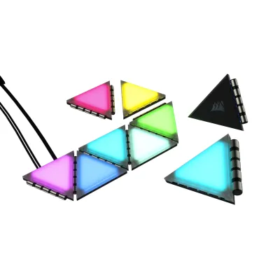 Corsair iCUE LC100 Case Accent Lighting Panels — Mini Triangle — 9x Tile Starter Kit