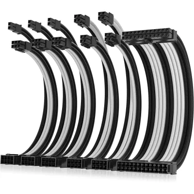 AsiaHorse Pro-6 Sleeved Extension Cable Kit - 黑/白 - 灰色
