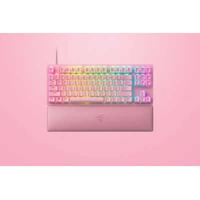 Razer Huntsman V2 Tenkeyless 光學軸機械式鍵盤 (線性光學按鍵軸) - Quartz 粉紅色