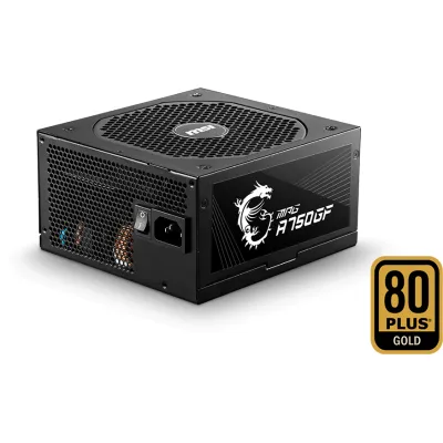 (100%全日系電容) MSI MPG A750GF 750W 80 PLUS GOLD 全模組 主機電源 (黑/白色) - 黑色