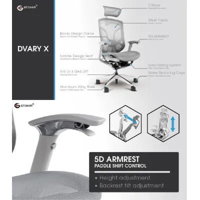 GTCHAIR DVARY X (黑/灰兩色) 人體工學電競椅
