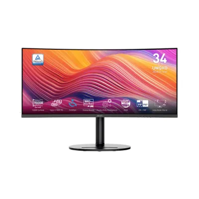 (內置喇叭) MSI 微星 MD342CQP MONITOR 專業顯示器 34" UWQHD 120Hz VA 1500R Curved - 3440 x 1440 黑/白 - 黑色