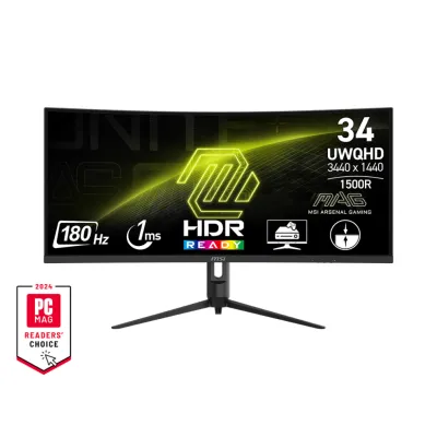 MSI 微星 MAG 342CQR E2 MONITOR 曲面電競顯示器 (34 吋 UWQHD 180Hz 1ms VA Curved 1500R) - 3440 x 1440