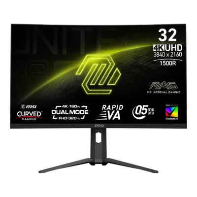 MSI 微星 MAG 321CUPDF 曲面雙模式電競顯示器 (32吋 / UHD [3840 x 2160] 160Hz & FHD [1920 x 1080] 320Hz / 0.5ms (GtG) RAPID VA / 10 bits / Curved 1500R / Adaptive-Sync / DisplayHDR True Black 400 / Type-C 15W / HDMI 2.1)