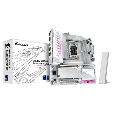 GIGABYTE 技嘉 B860M AORUS ELITE WIFI6E ICE MATX 白色主機板