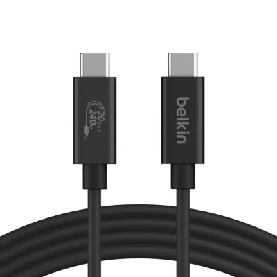 Belkin Boost Charge USB-C 至 USB-C 240W 20Gbps USB4 4K 60Hz 防火充電傳輸線 - 黑色 / 1M