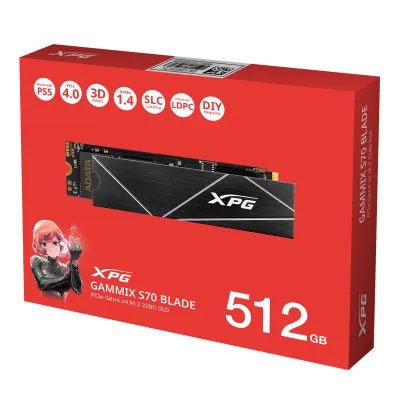 ADATA XPG GAMMIX S70 BLADE  3D TLC M.2 NVMe PCIe 4.0 x4 SSD  (7400MB/s) - 512GB