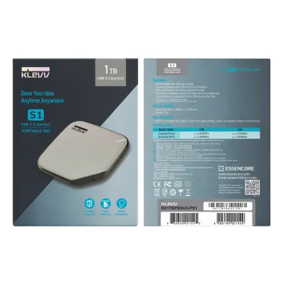 KLEVV S1 便攜固態硬碟 Portable SSD (2000MB/s 讀寫 ｜資料救援軟體 ｜3 年保固 ｜USB 3.2 Gen2x2 TypeC) - 1TB
