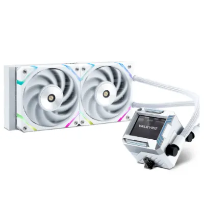 VALKYRIE E240 240mm LCD Display RGB Liquid CPU Cooler (White)