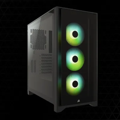 Corsair iCUE 4000X RGB Tempered Glass Mid-Tower ATX CASE - 黑色