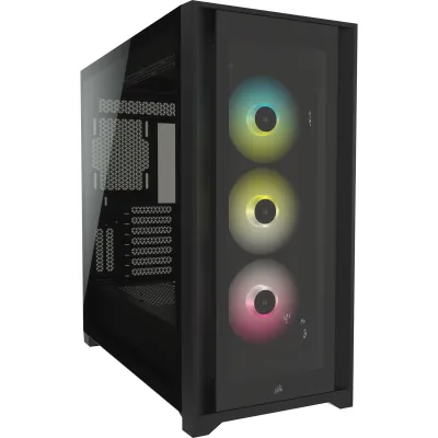 Corsair iCUE 5000X RGB Tempered Glass Mid-Tower ATX PC Smart CASE - 黑色