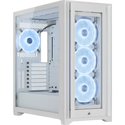 Corsair iCUE 5000X RGB QL Edition Tempered Glass Mid-Tower ATX PC CASE - True White
