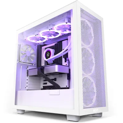 NZXT 2024 H7 FLOW Mid-Tower ATX Case (黑/白) - 白色 / Non-RGB