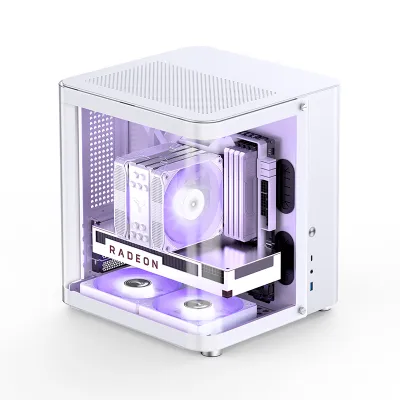 Jonsbo TK-1 Micro-ATX 星艦倉 環型鋼化玻璃側透 小型機箱 (黑/白) - 白色