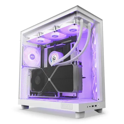 NZXT H6 Flow RGB Compact Dual-Chamber Mid-Tower Airflow ATX Case with RGB Fans - 白色