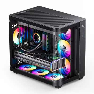 【附送3把風扇】JONSBO TK-3 Computer Case 曲面海景房 ATX機箱 (支持ATX 背插式主板) - 黑色